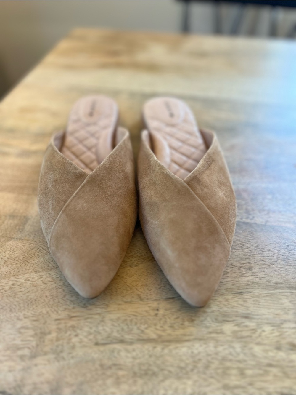 Birdies Suede Pointed-Toe Mule in Taupe - Women size 7.5 PREOWNED